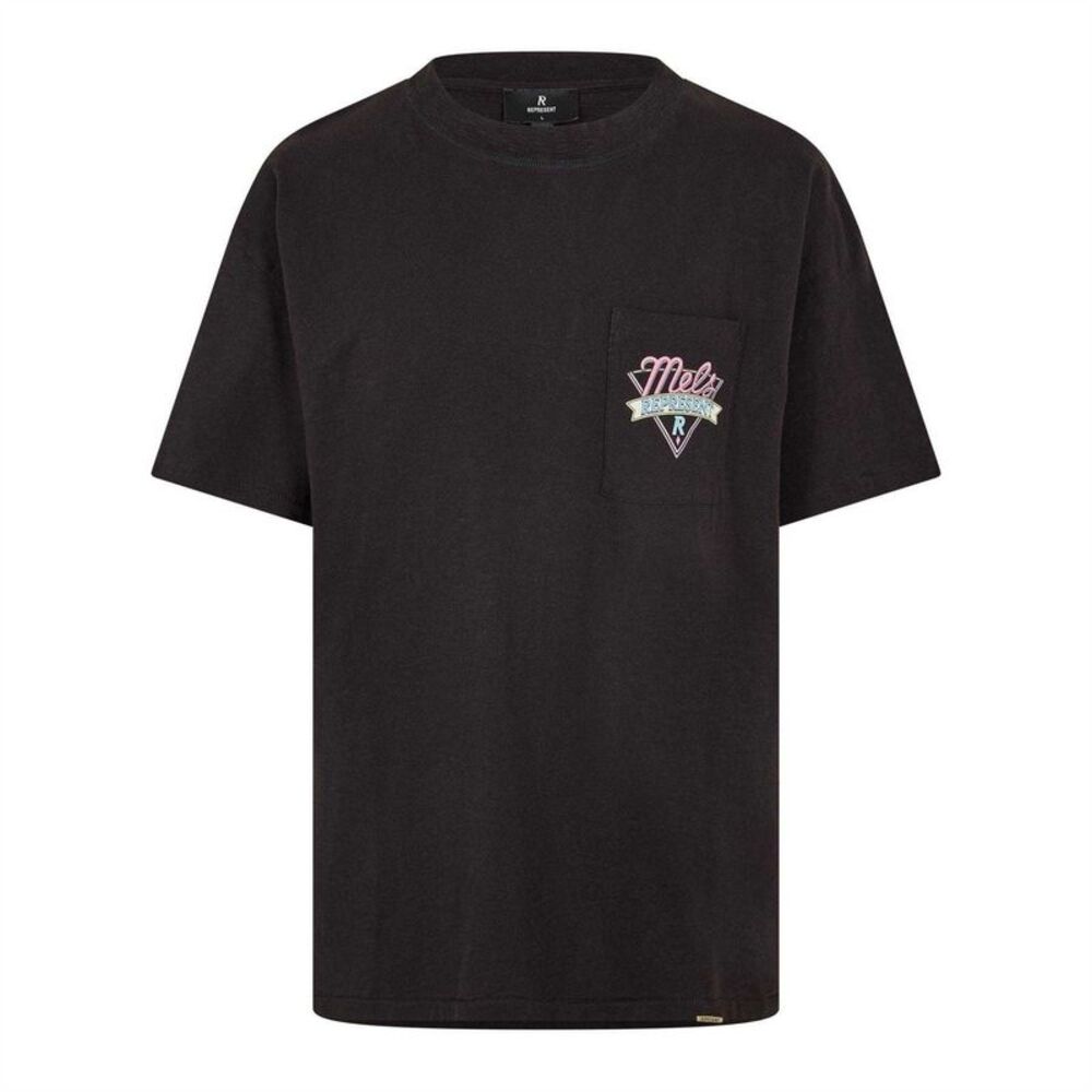 Represent Mens Mel�'s Diner Chest Pocket Oversized T-Shirt / Jet Black